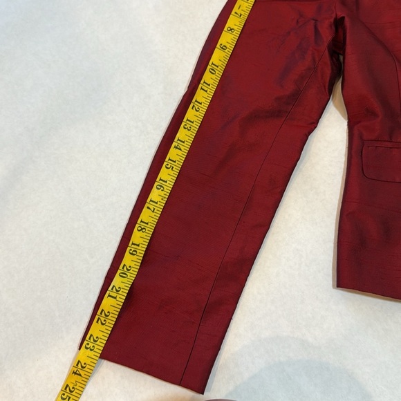 VTG Finity Studio Red 100% Silk 2-Piece Pantsuit Blazer & Trousers Women’s Sz 6 - Picture 8 of 14